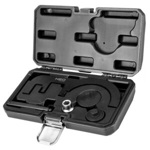 NEO Tools 11-315 BMW N47 ja N57 ajoitustyökalusarja avoimessa säilytyssalkussa