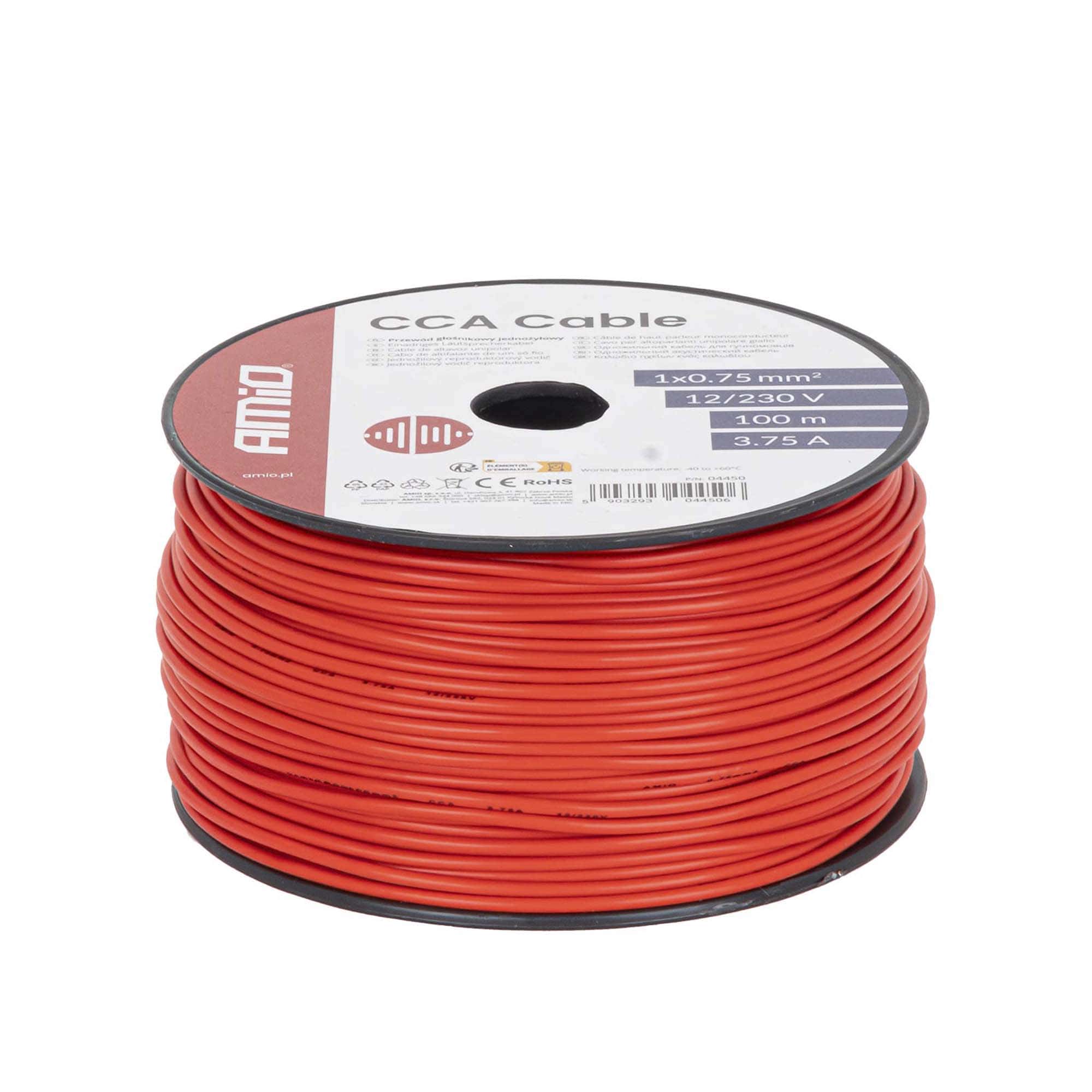 Sähkökaapeli punainen 1 × 0,75 mm², 100 m, Amio - Image 2