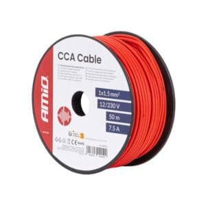 Amio 04452 punainen CCA-sähkökaapeli 1 × 1,5 mm², 50 metrin kela
