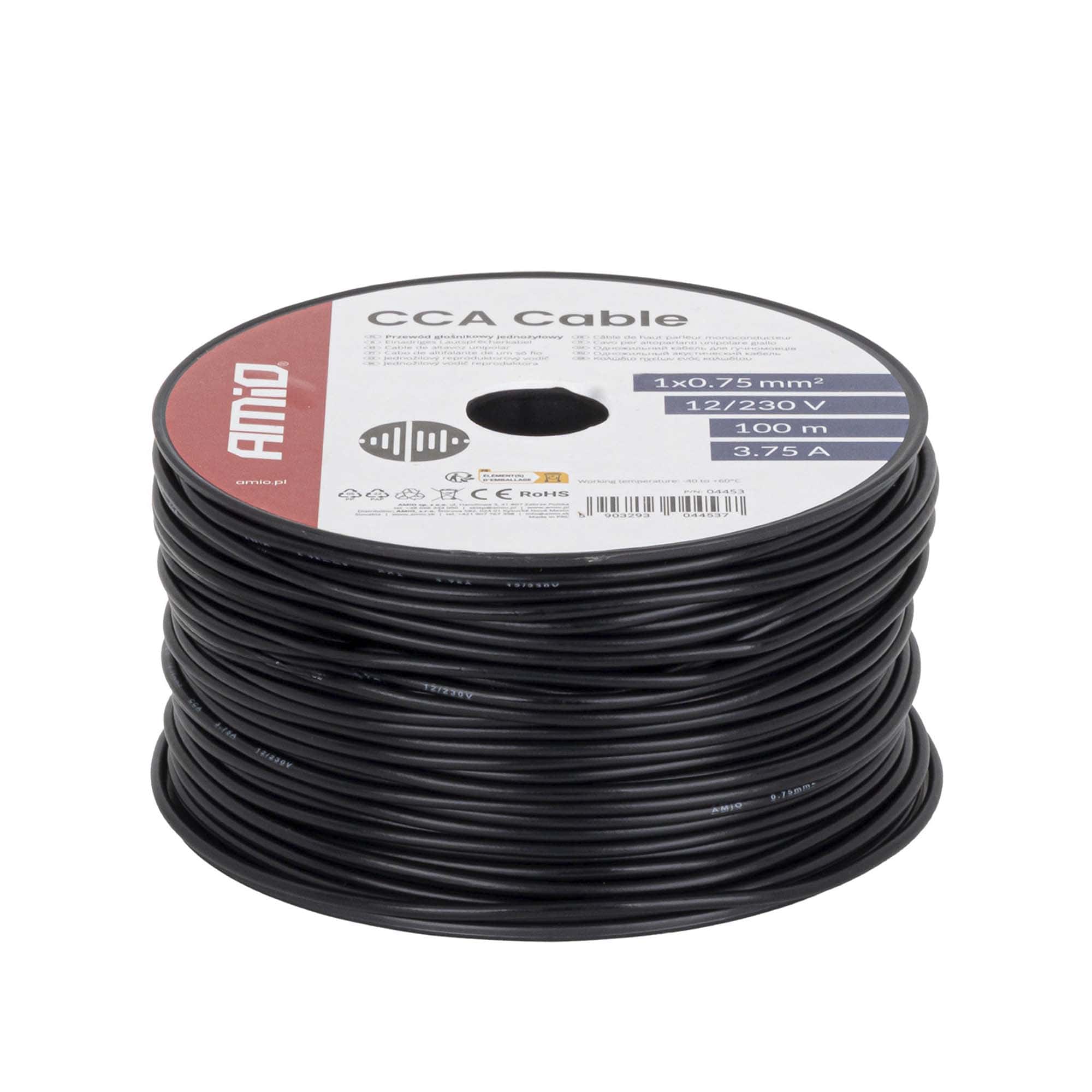 Sähkökaapeli musta 1 × 0,75 mm², 100 m, Amio - Image 2