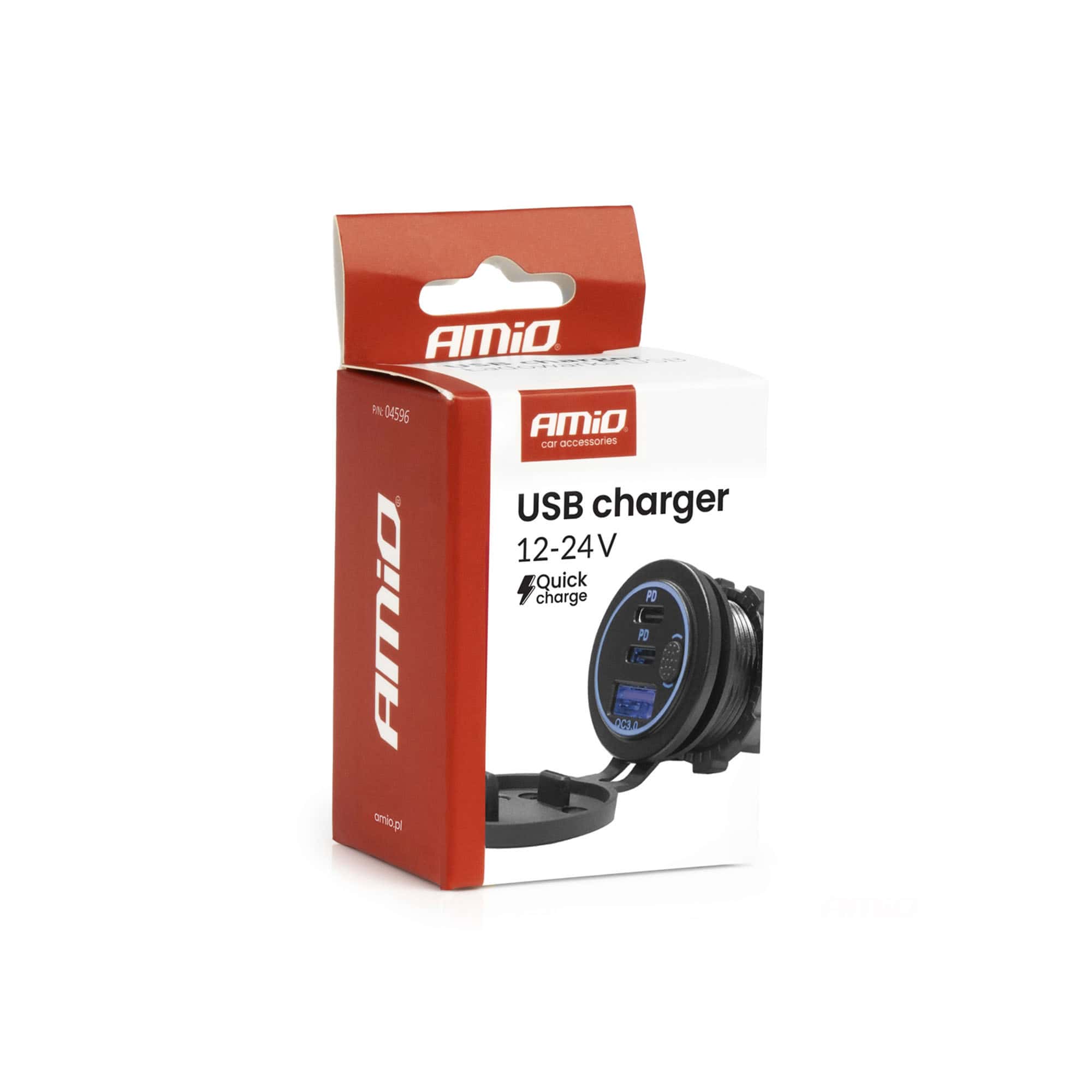 USB Pistorasia vedenpitävä sininen 12/24V, Amio - Image 5