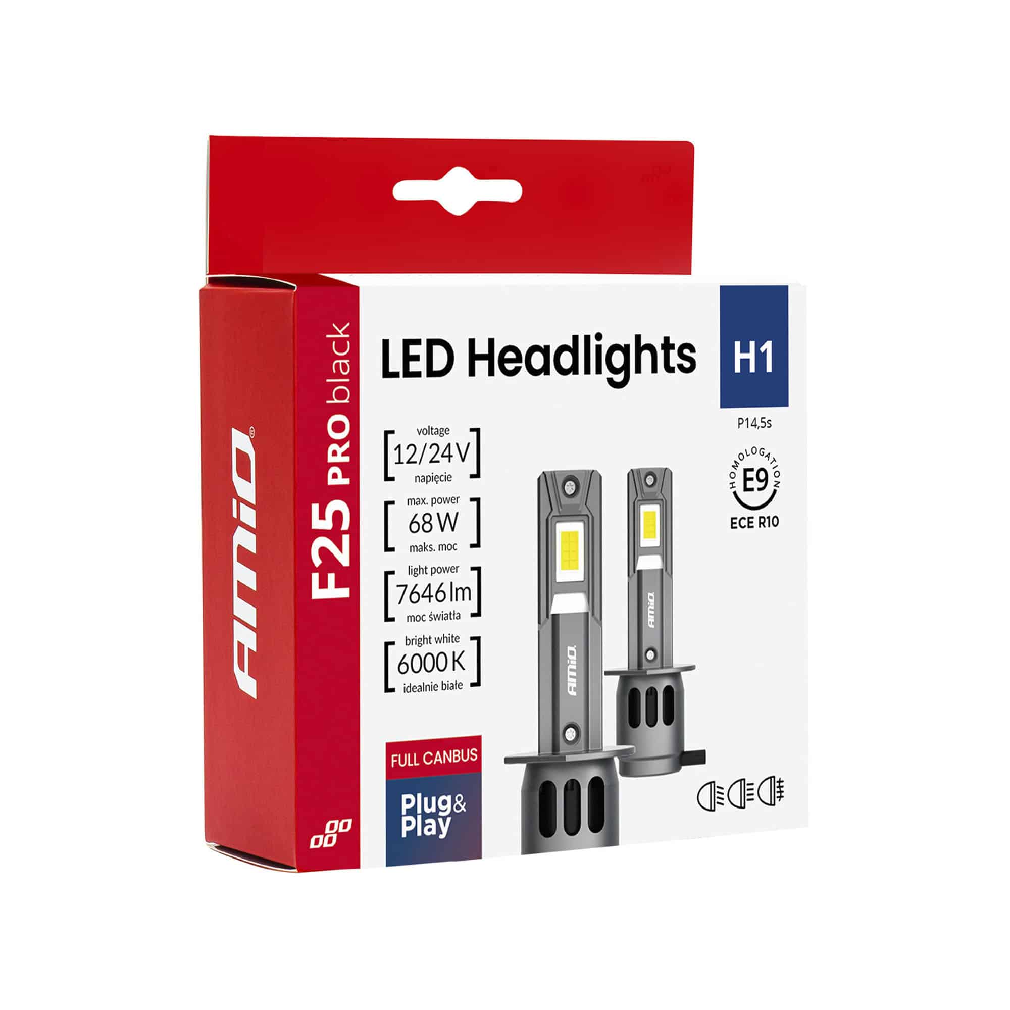 LED-ajovalopolttimot PRO H1 68W 7646lm, Amio - Image 9