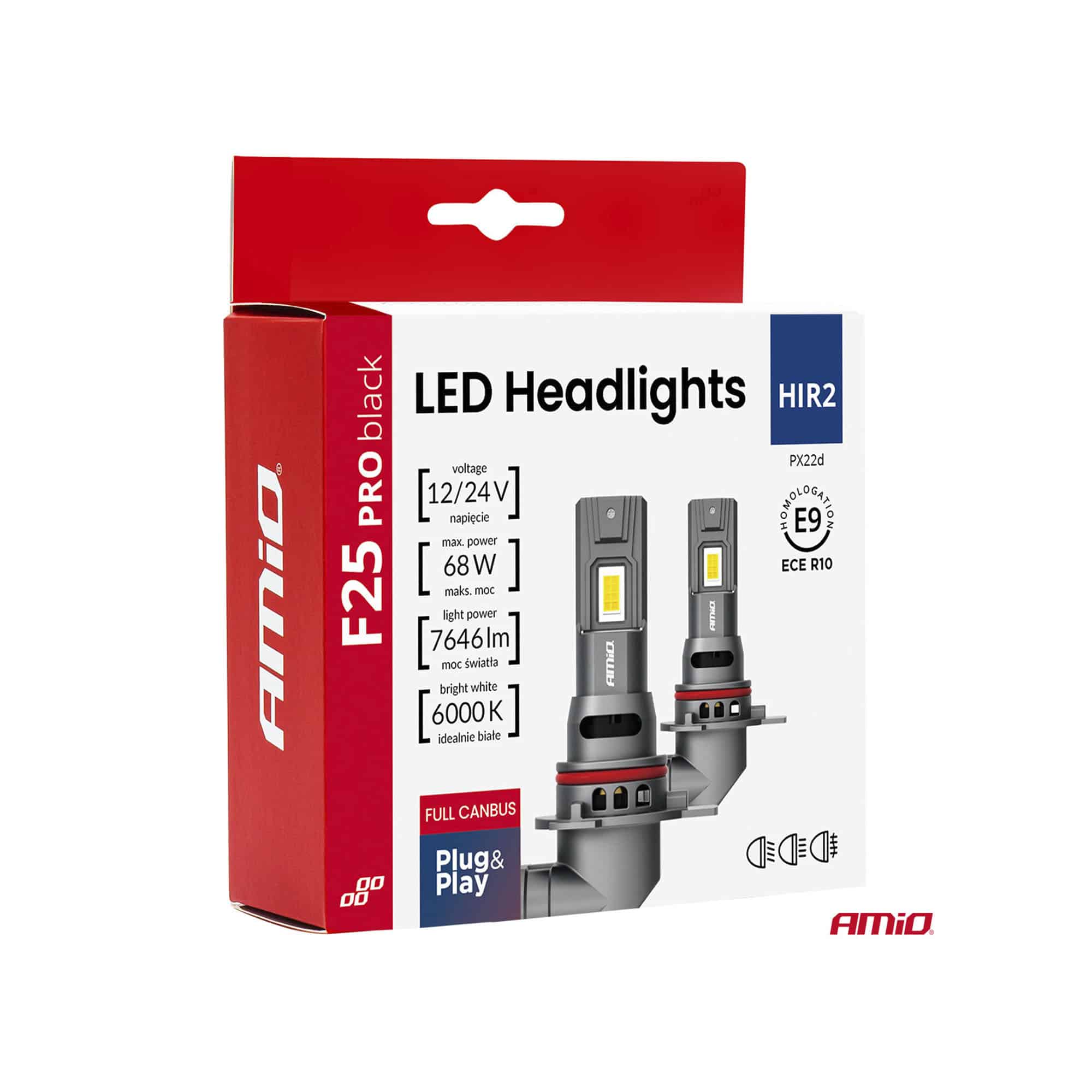 LED-ajovalopolttimot PRO HIR2 68W 7646lm, Amio - Image 9