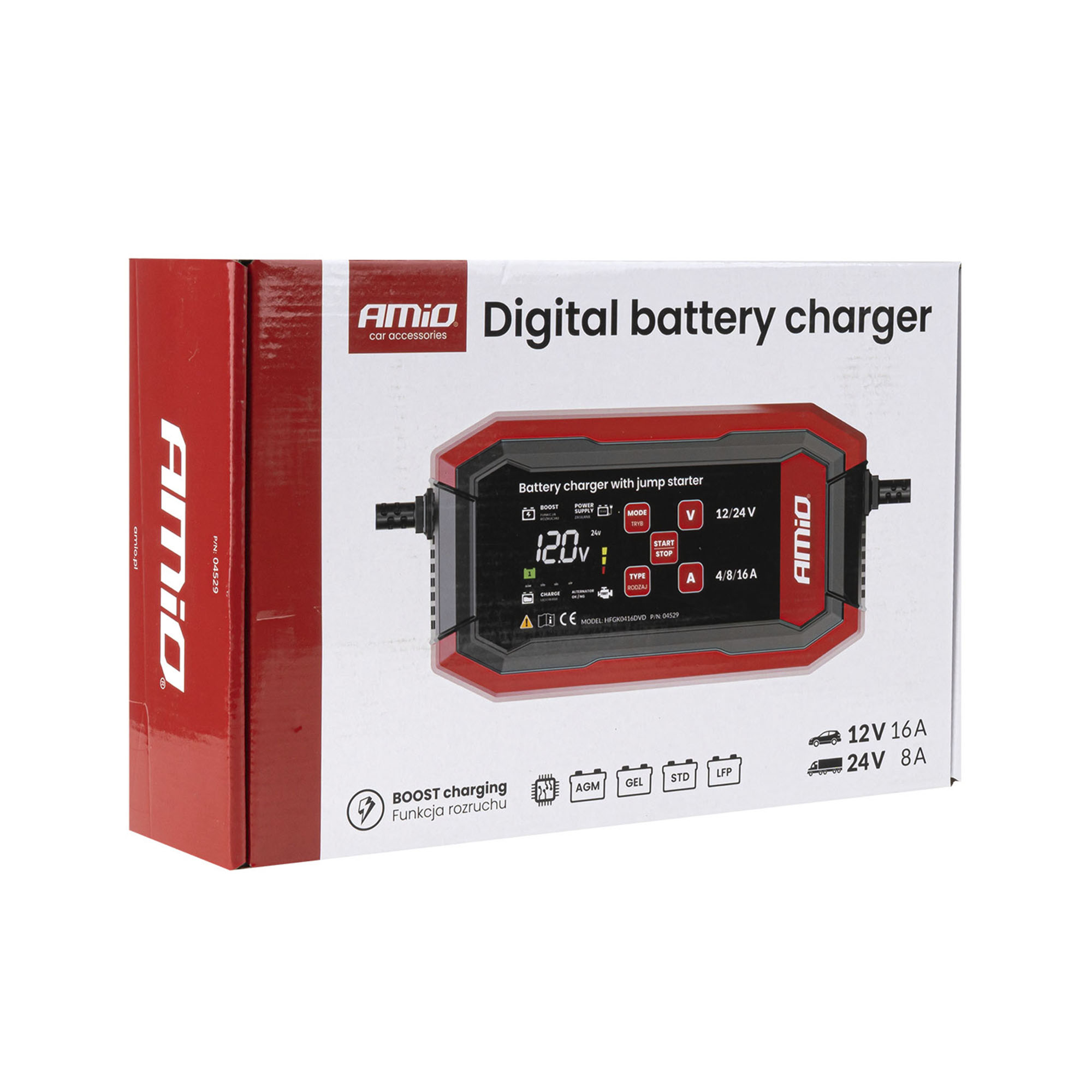 Akkulaturi 12/24V 16A, Amio - Image 7