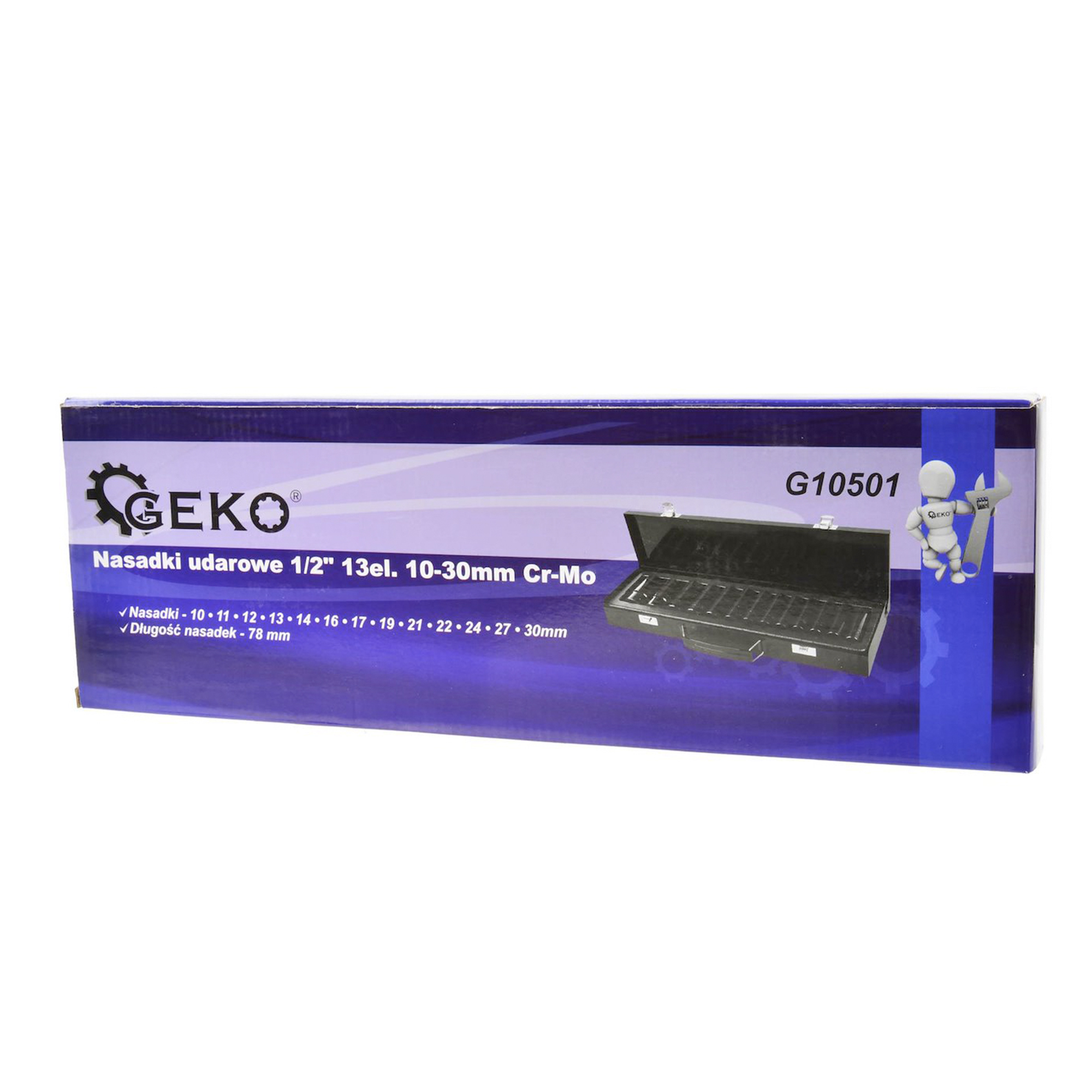 Pitkä voimahylsysarja 1/2″, 10–30 mm, 13 osaa – Geko G10501 - Image 4