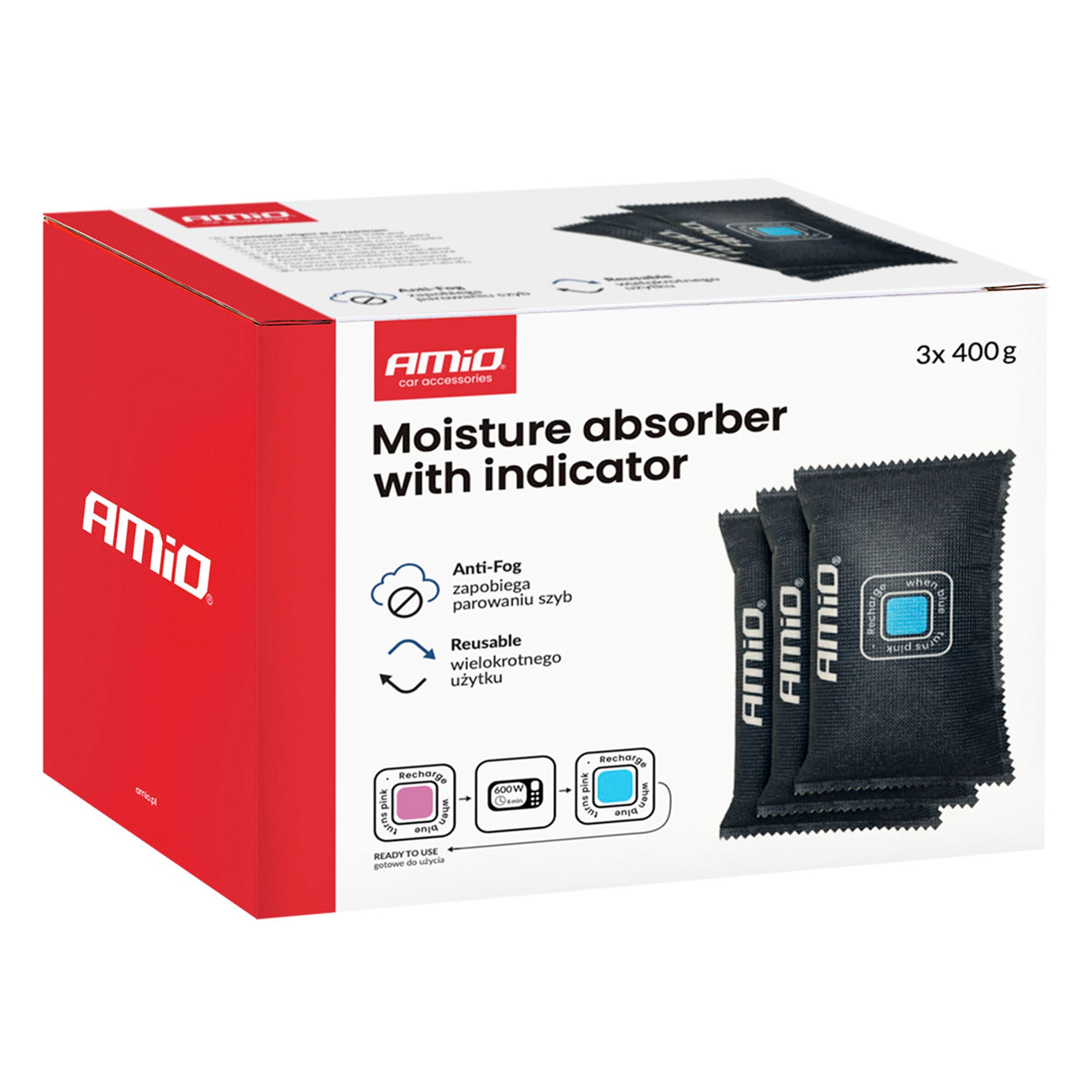 Auton kosteudenpoistaja kosteusindikaattorilla 3 x 400 g, Amio - Image 10