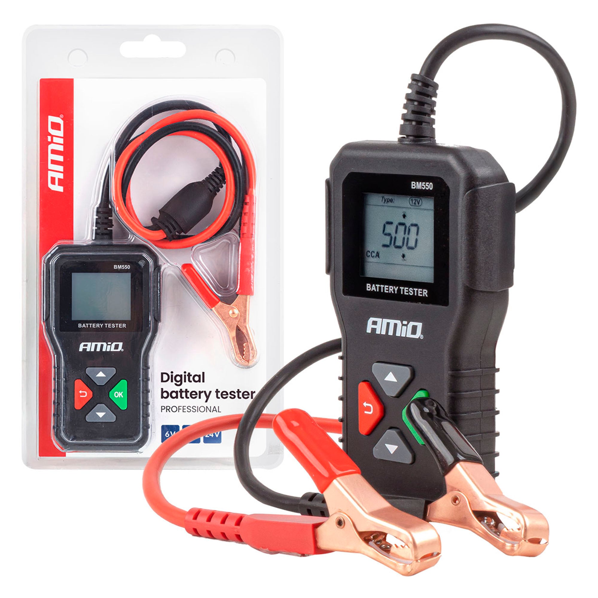 Akkutesteri 2–220 Ah 6V 12V 24V, Amio.