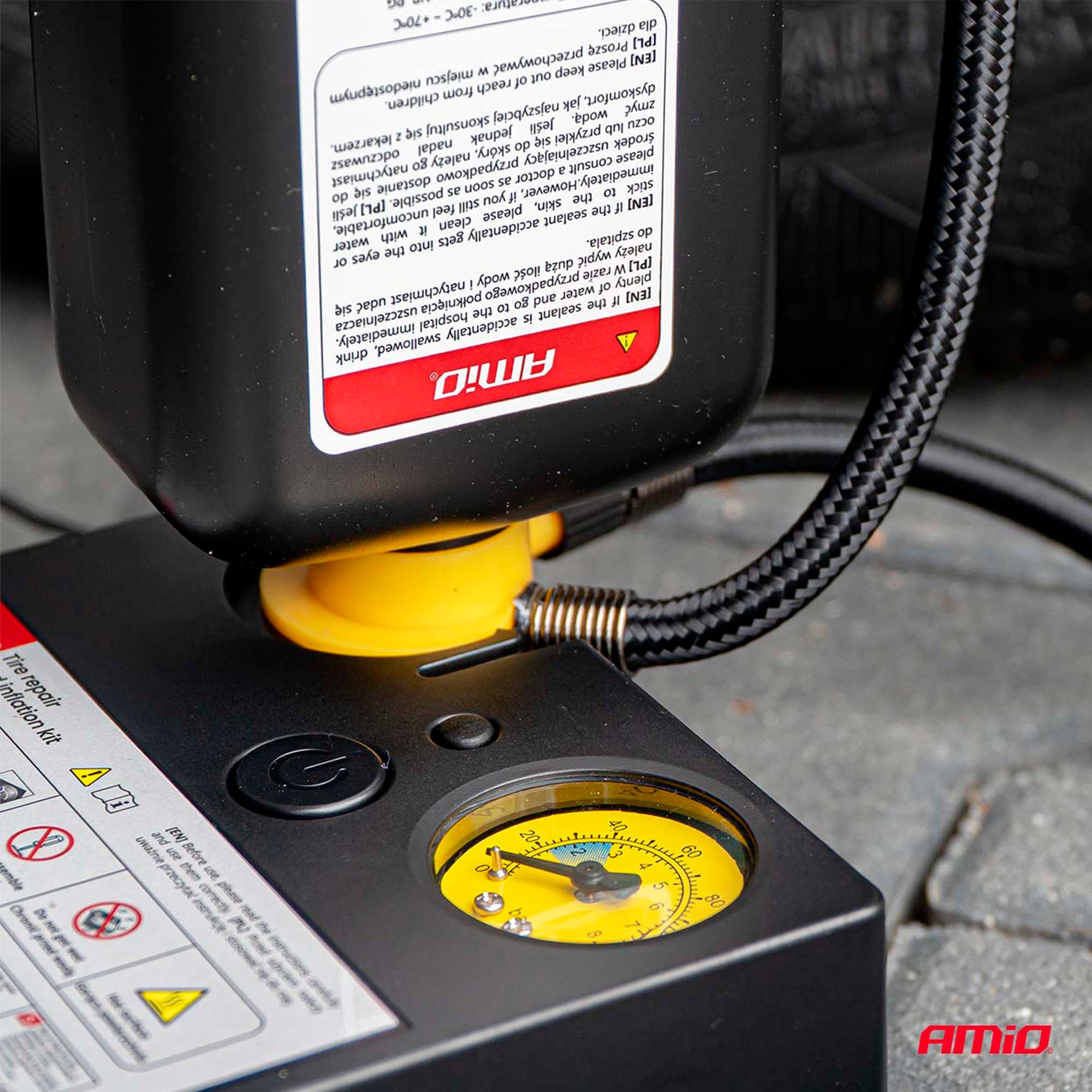 Renkaanpaikkaussarja kompressorilla 19 mm 12 V, Amio - Image 11