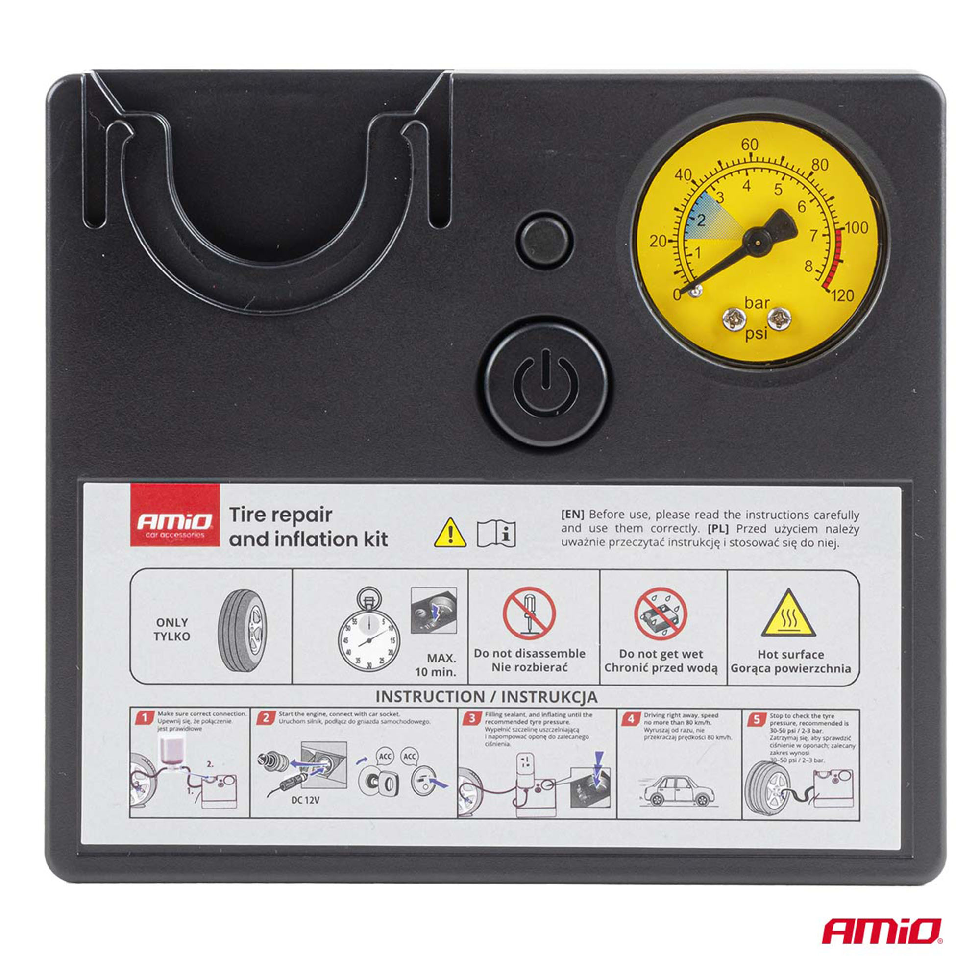 Renkaanpaikkaussarja kompressorilla 19 mm 12 V, Amio - Image 4