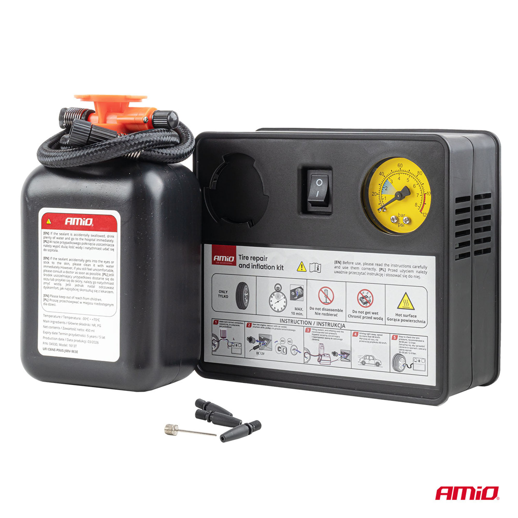 Renkaanpaikkaussarja kompressorilla 31 mm 12 V, Amio - Image 2