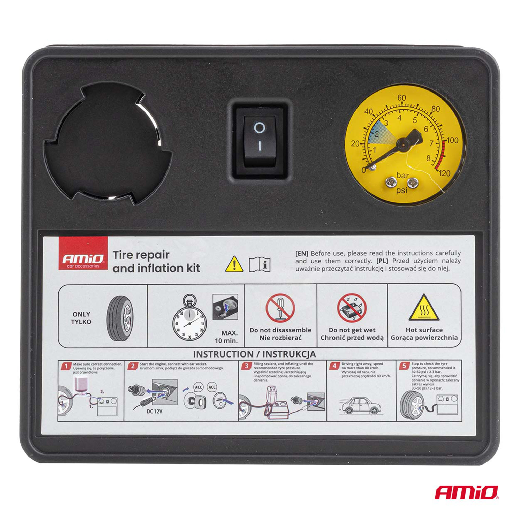 Renkaanpaikkaussarja kompressorilla 31 mm 12 V, Amio - Image 4