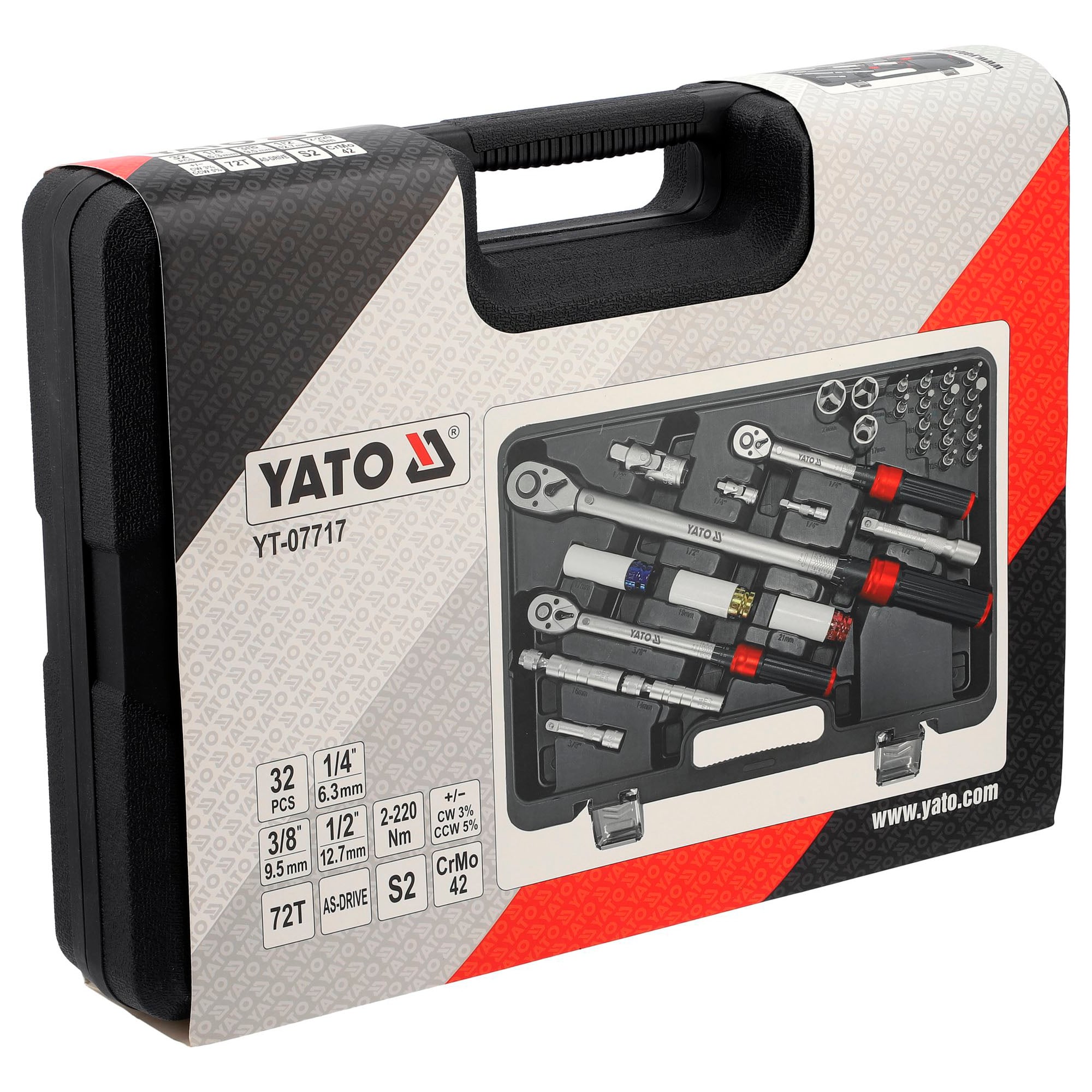 Momenttiavainsarja 1/4”, 3/8”, 1/2” 32 osaa, Yato - Image 3