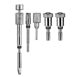 NEO Tools 11-325 -ajoitustyökalusarjan viisi metallista lukitustyökalua valkoisella taustalla
