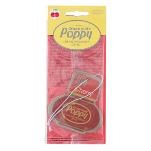 Poppy Cherry -ilmanraikastin ja valkoinen ripustusnaru myyntipakkauksessa