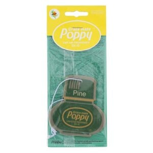 Poppy Pine -ilmanraikastin ja valkoinen ripustusnaru myyntipakkauksessa